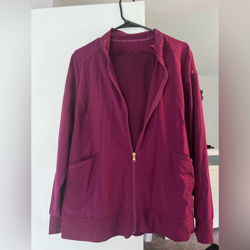 Women's Iflex Cherokee Scrub Jacket Burgundy